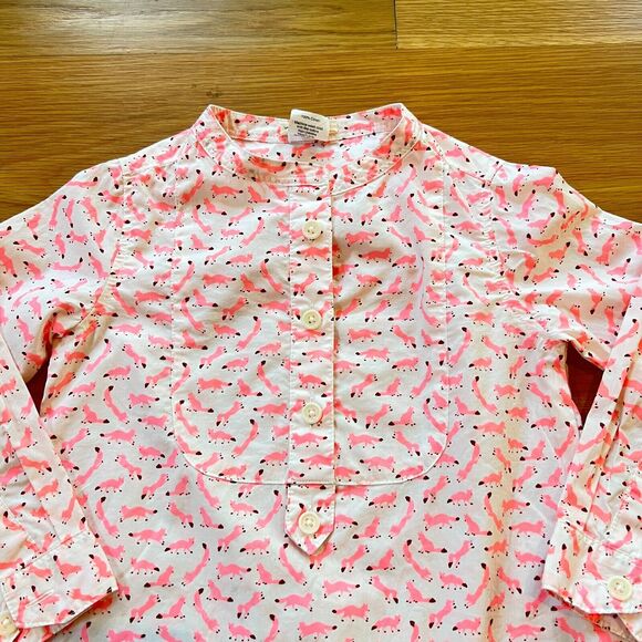 Crewcuts Shirt Girls 3T White Pink Fox Print Tunic Cotton Button Up J Crew - Picture 3 of 6